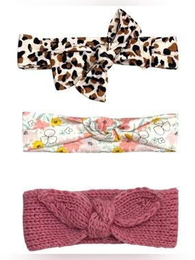 Baby Girl Headbands Bundle 3 Pcs Pink Brown 6-12 Mon